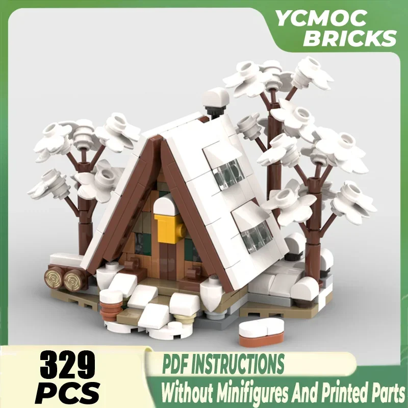 YcMoc Building Blocks Mini 21338 A-Frame Cabin Winter Version Model Technology Bricks DIY Toys For Kids Children