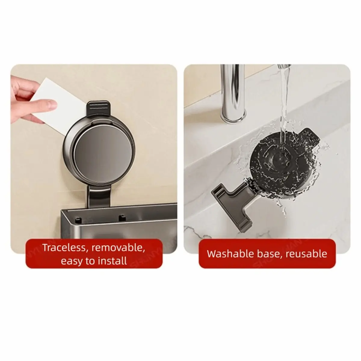 Suction Cup Toothbrush Storage Rack Wall-Mounted Integrated Hook Toothpaste Dispenser Rust-Proof Detachable