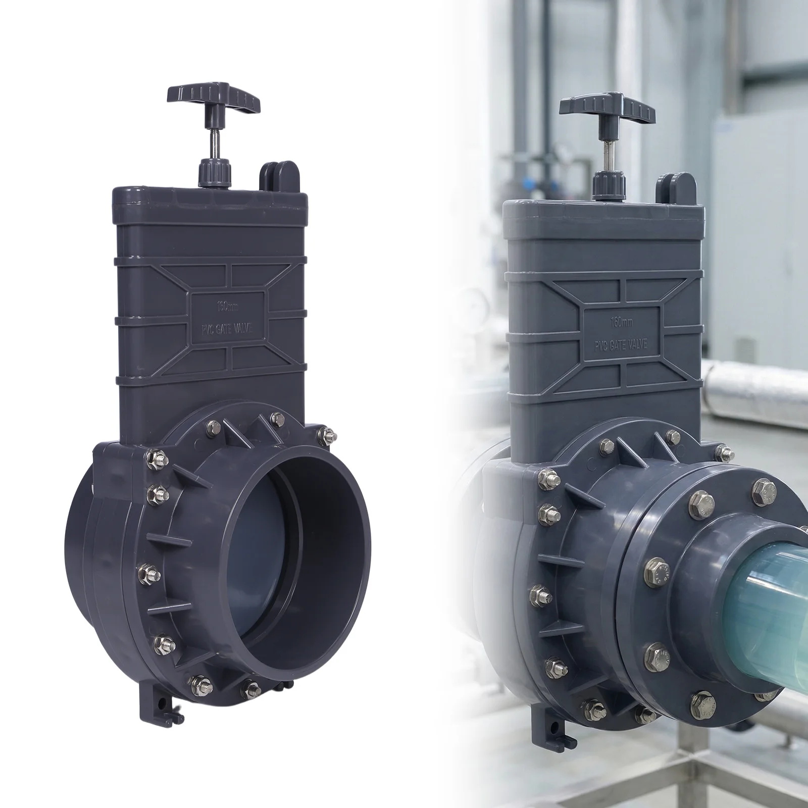 

6 Inch PVC Gate Valve Socket X Socket Connection Sliding Gate Valve ABS Handle Stainless Steel Stem for Pipe Flow Regulation