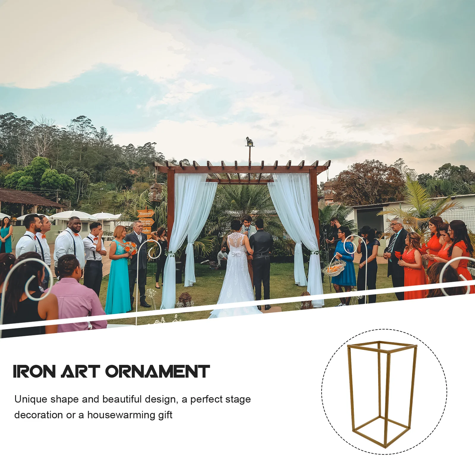 

1Pcs Rectangular Frame Iron Art Wedding Decoration Irregular Sculpture Creative Flower Basket Party Stage Layout Wedding Scene