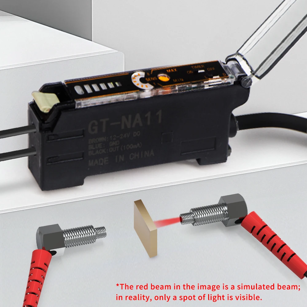 GTRIC 90-graden vezelsensor met versterkerkit NPN hoge snelheidsreactie foto-elektrische schakelaar industriële detectie van kleine voorwerpen