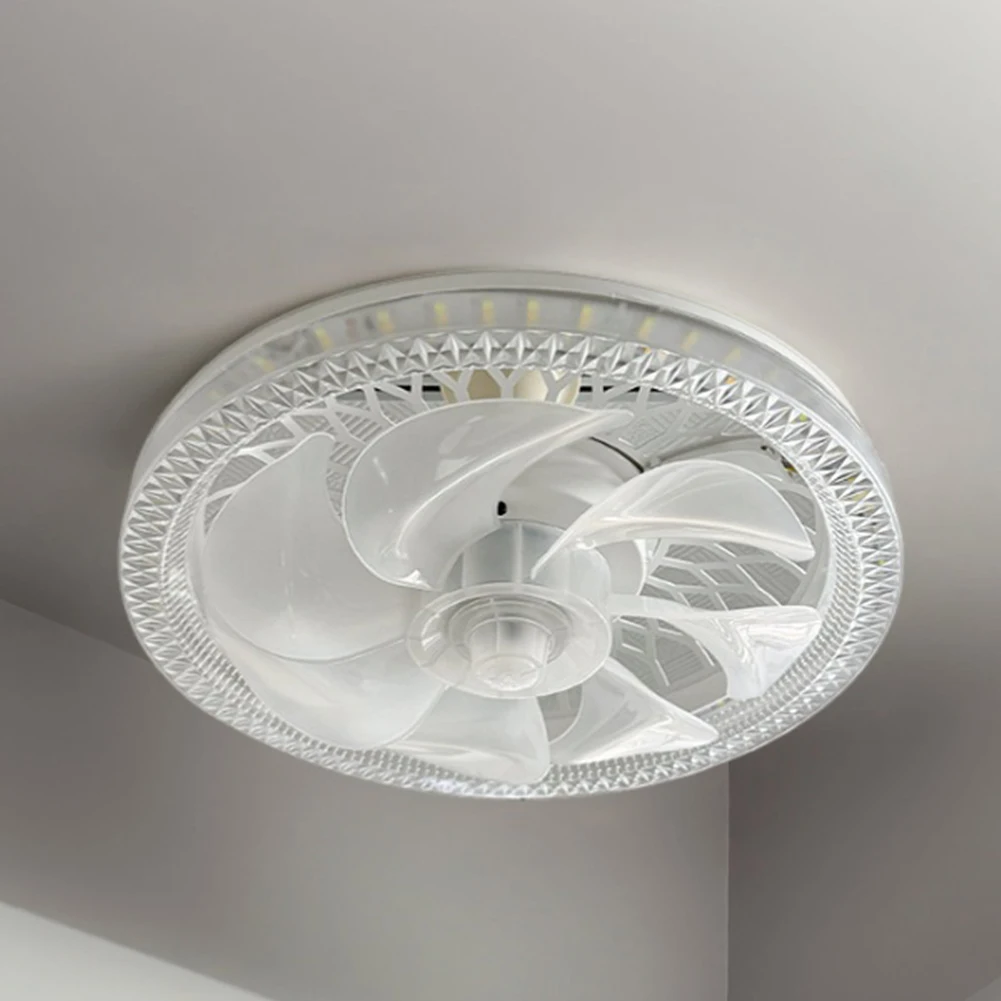 Invisible Leaf Fan with LED Light Remote Control 2 In 1 Hanging Fan Silent Ceiling Fan for Dining Room Bedroom Living Room