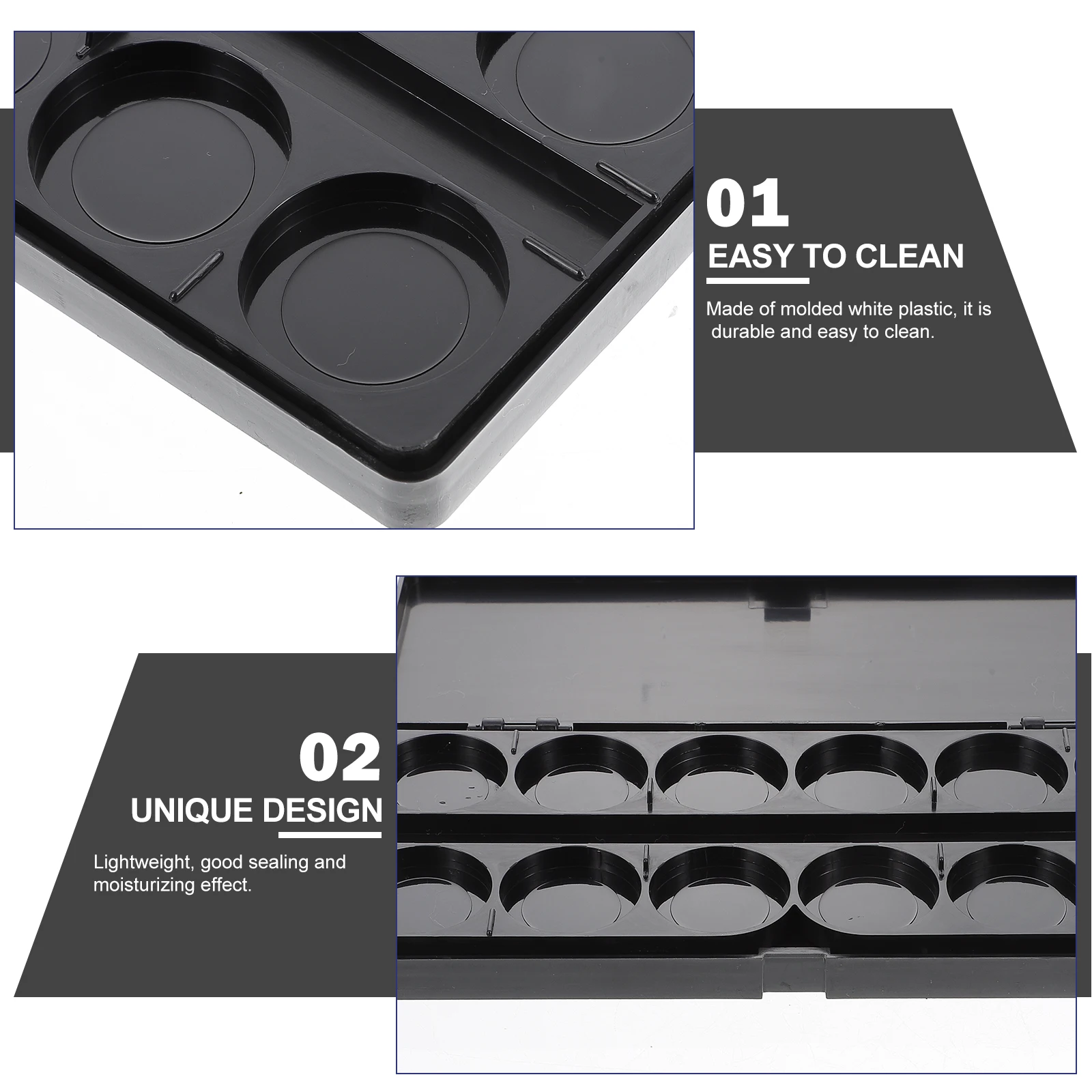 صندوق طلاء مع أروح، غطاء صلب من البلاستيك السميك المقولب المتين يفصل آبار الألوان المائية، صينية رسم زيتية من الأكريليك الغواش #1