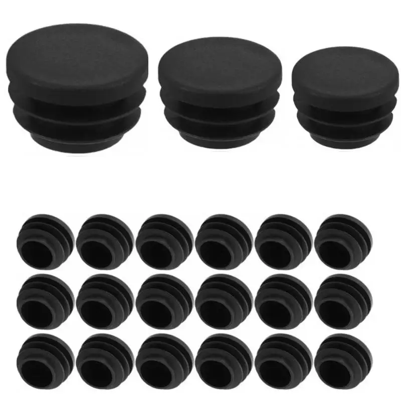 8/16/24pcs Round Plastic Black Blanking End Cap Tube Pipe Insert Plug Bung 14/16/19/22/25/30/35/40/45/50