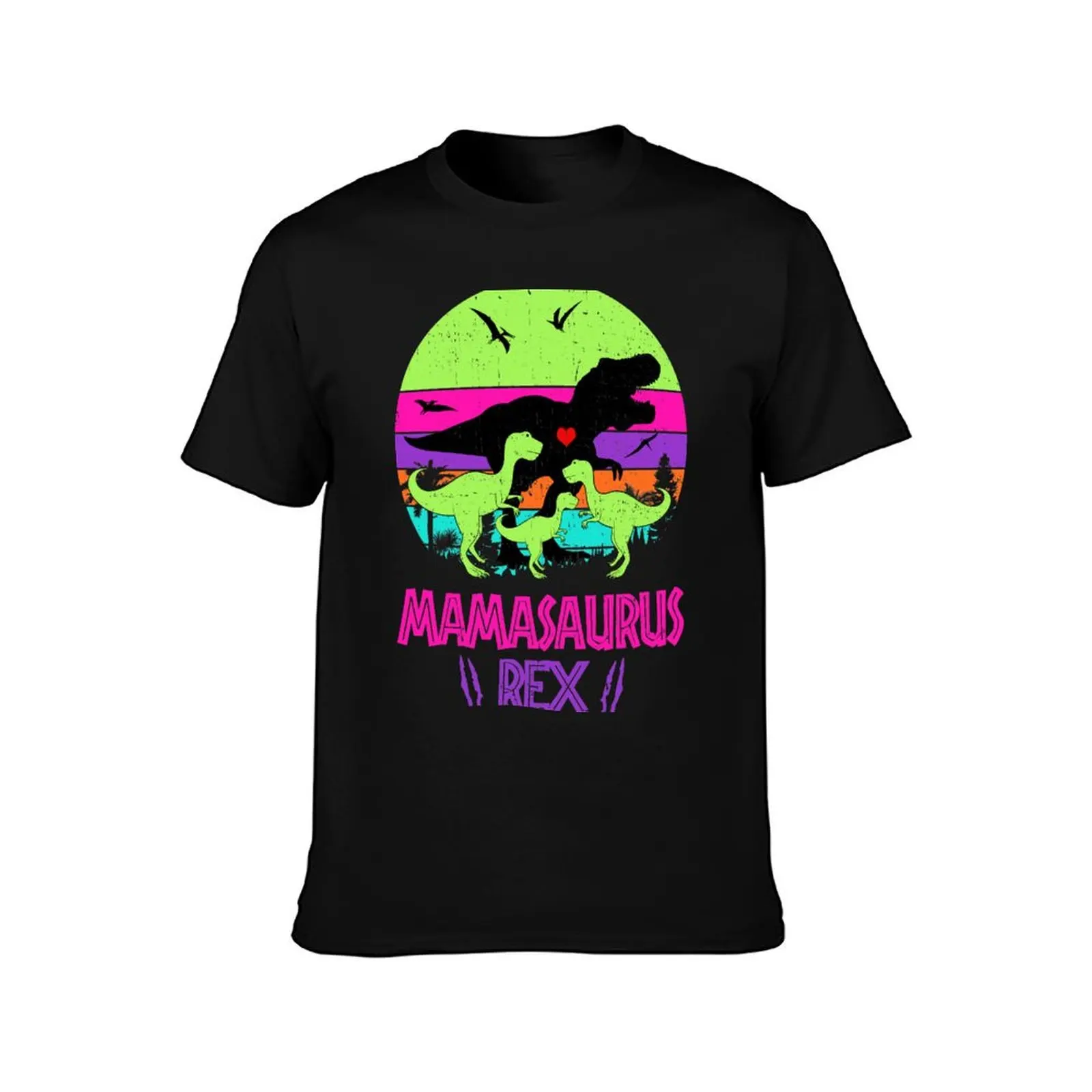 Mamasaurus rex Dinosaur 3 Kids Retro Vintage T-Shirt Relaxed Fit Casual Short Sleeve Top T-Shirt