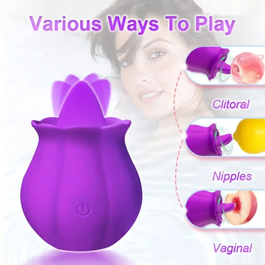 روز لعق دسار ألعاب جنسية هزازة ضد الماء للنساء الحلمة البظر محفز تهتز اللسان لعق البظر مصاصة ألعاب جنسية 18 + #4