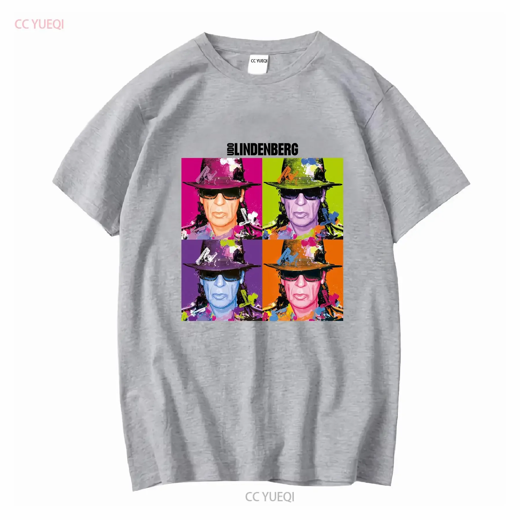 تي شيرت Udo Lindenberg Collage من القطن الأبيض جميع المقاسات 1PT1623 بأكمام طويلة أو قصيرة عتيقة مغسولة للجنسين جرافيك متعدد الاستخدامات