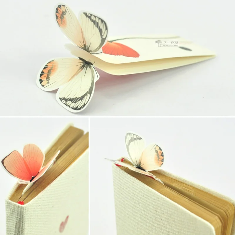 1 Set Bookmark Butterfly Style Teacher\'s Gift Book Marker Stationery Gift Realistic Cute Kawaii Cartoon 3d Bookmark