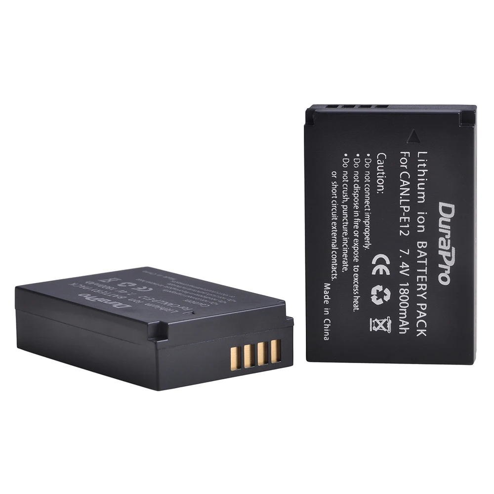 1800mAh LP-E12 Battery and Charger for Canon EOS 100D, M50 Mark II, PowerShot SX70 HS, M10, M200, M100, Rebel SL1