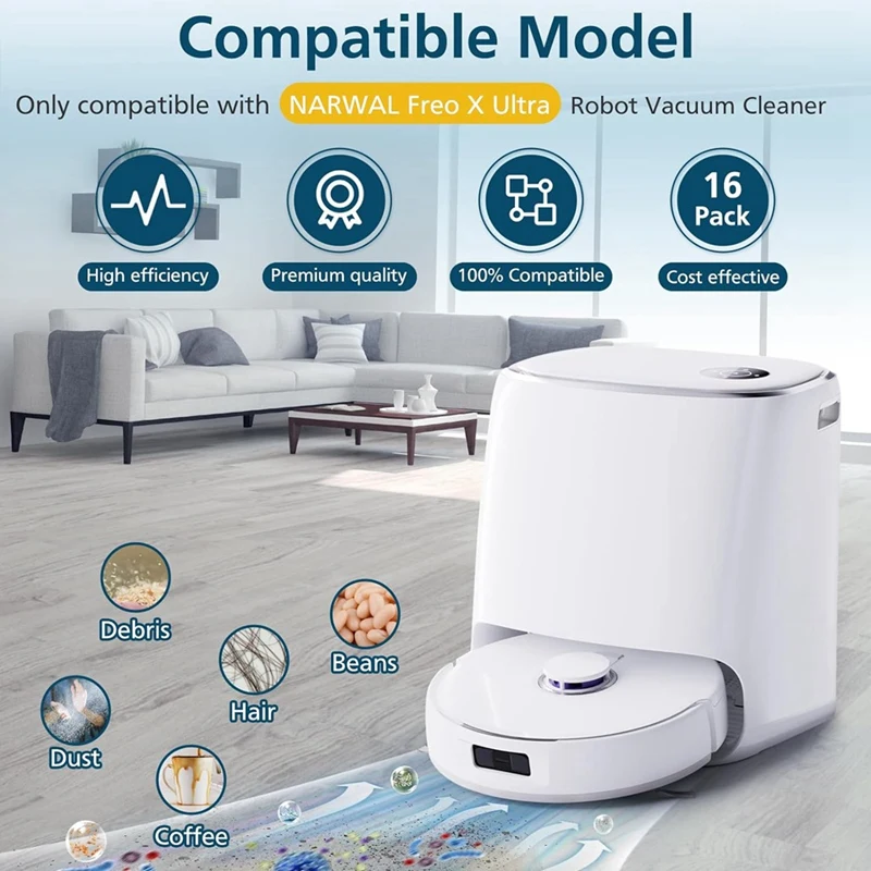 Para Narwal Freo X Ultra Robot aspirador Cepillo Lateral principal filtro Hepa bolsas de polvo almohadillas de fregona Accesorios