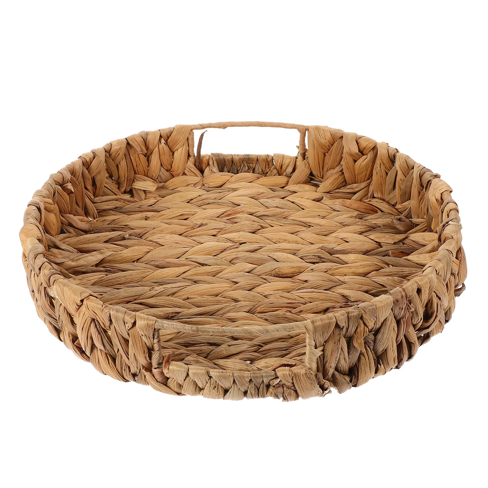

Storage Basket Round Woven Dried Grass Material Organizer for Kitchen Bathroom Bedroom Snack Fruit Tray Storage