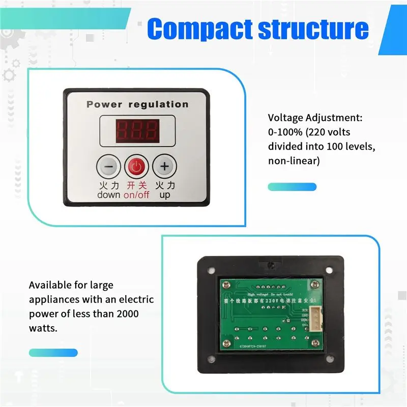 DT17 4000W SCR Voltage Regulator Motor Speed Controller, AC 220V 0-100% Dimmer for Electric Heater Water Heater Temperature