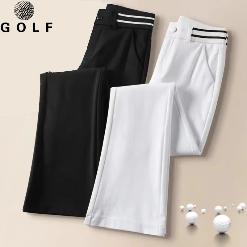 سراويل الجولف النسائية Faion Bell Bot عالية الخصر سليم صالح مطاطا مايكرو متوهج تنوعا بدلة التخسيس السراويل الخريف جديد Arr...