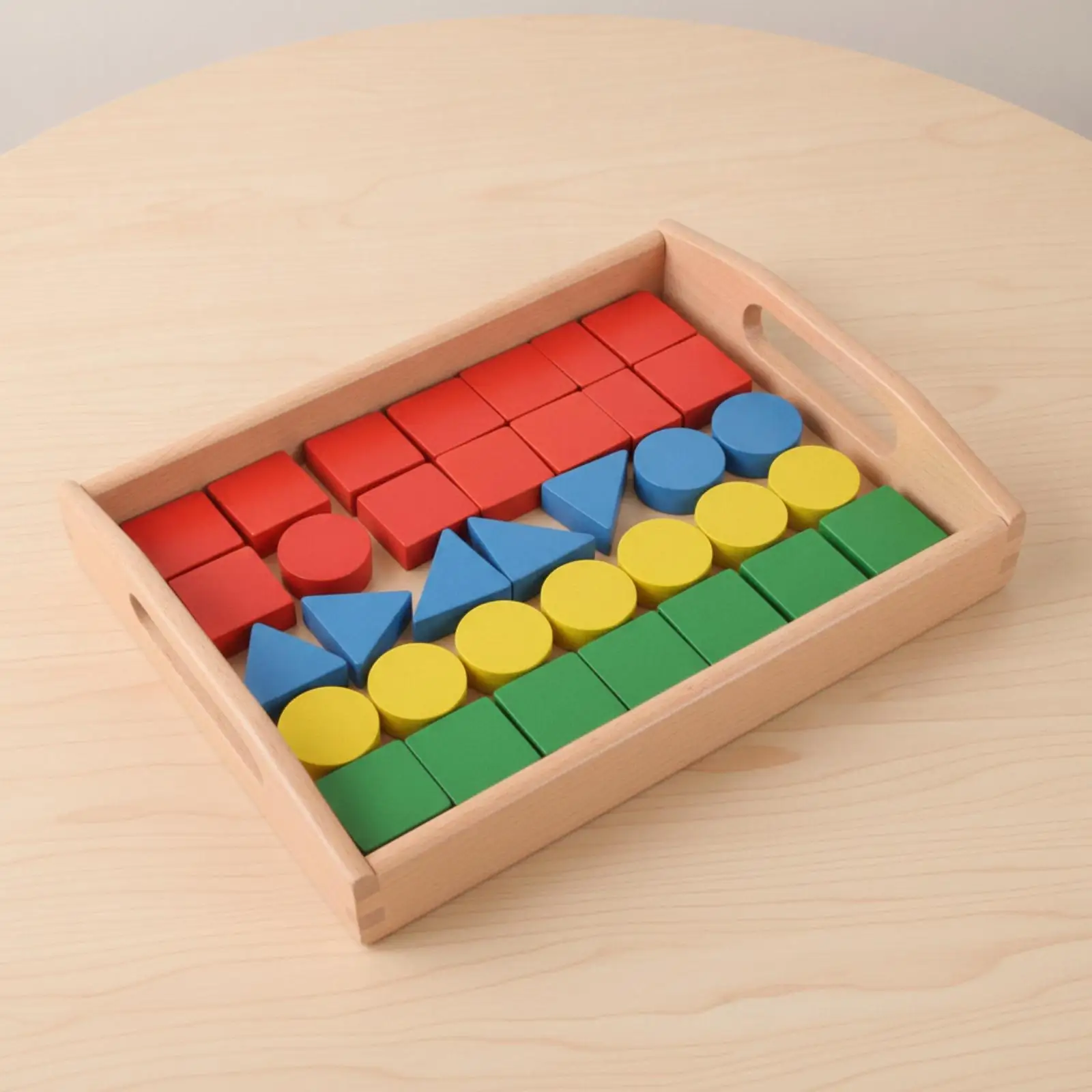 Solid Beech Wood Sensory Tray for Toddlers Montessori Activity Tray with Cutout Handles for Classroom and Home Learning