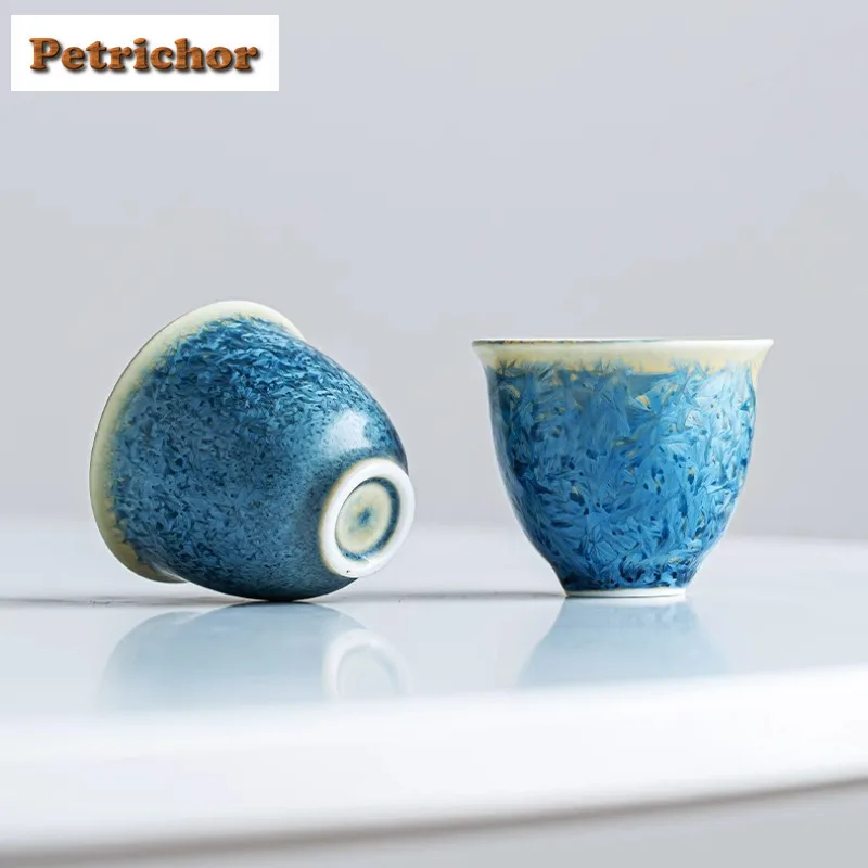 

2pc/Lot Crystal Glaze Kiln Fambe Teacup Antique Tea Bowl Cute Cup Tea-tasting Smelling Cup Chazhan Master Cups Cha supplies 45ml