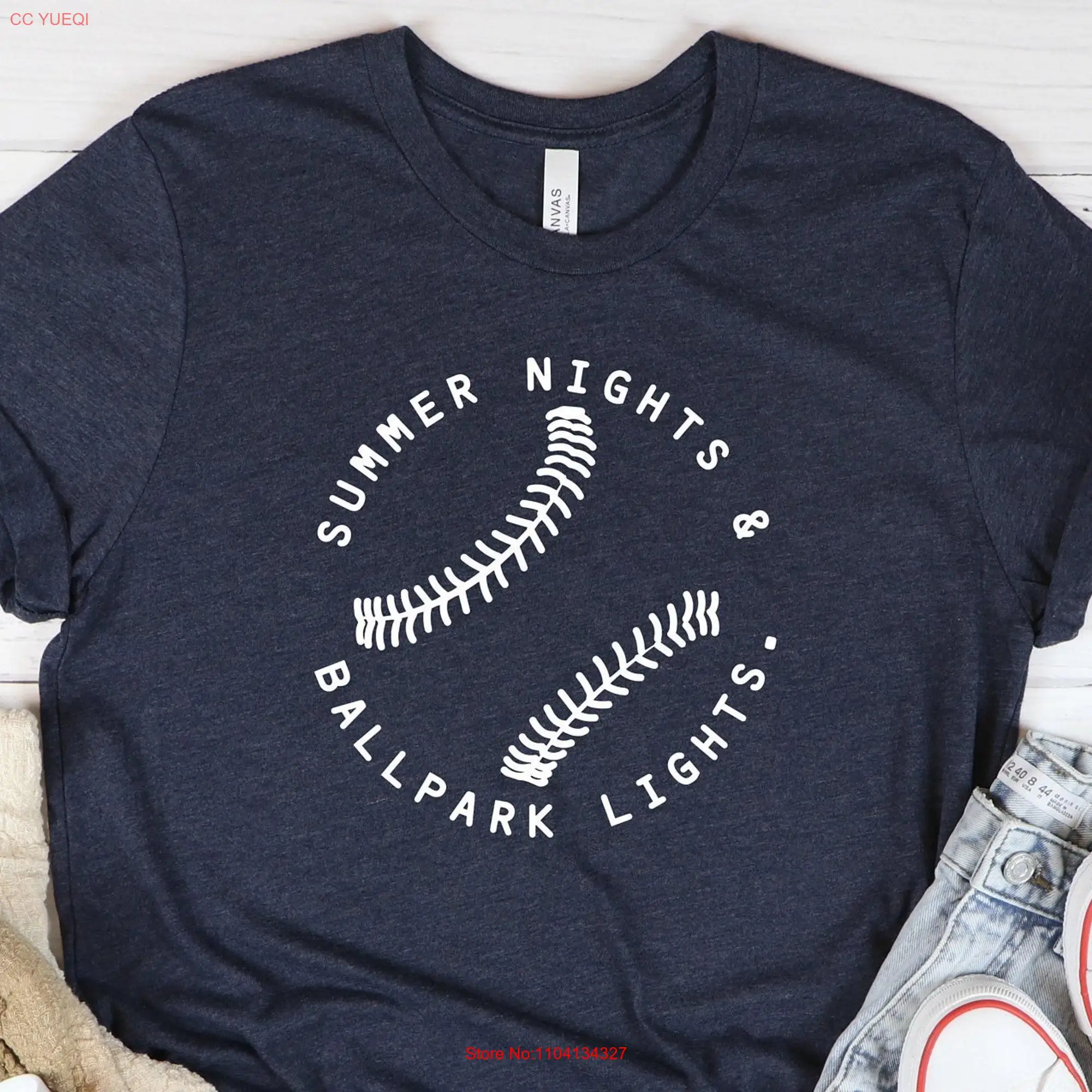 Summer Nights Ballpark Lights T Shirt Baseball Mom Game Day Softball Sports for long or short sleeves