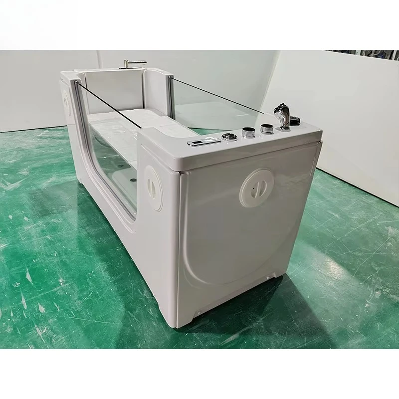 

Modern Free Standing Acrylic Pet Bathtub White Square Design With Drainer Includes Faucet for Pets Use