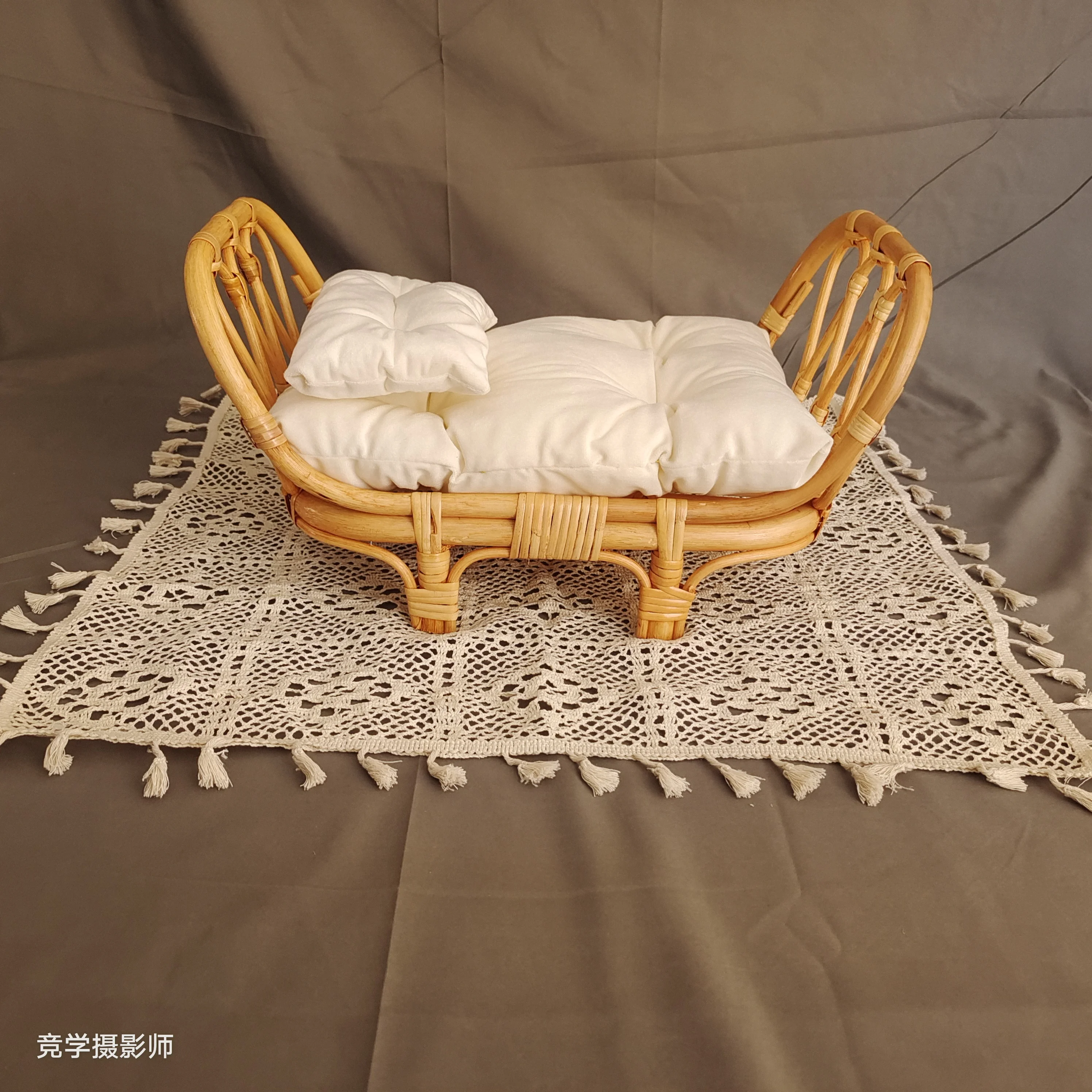 Newborn Photography Basket Vintage Handmade Basket Boy Girl Newborn Baby Photoshoot Props Baby Chairs for Newborns Doll Bed Baby