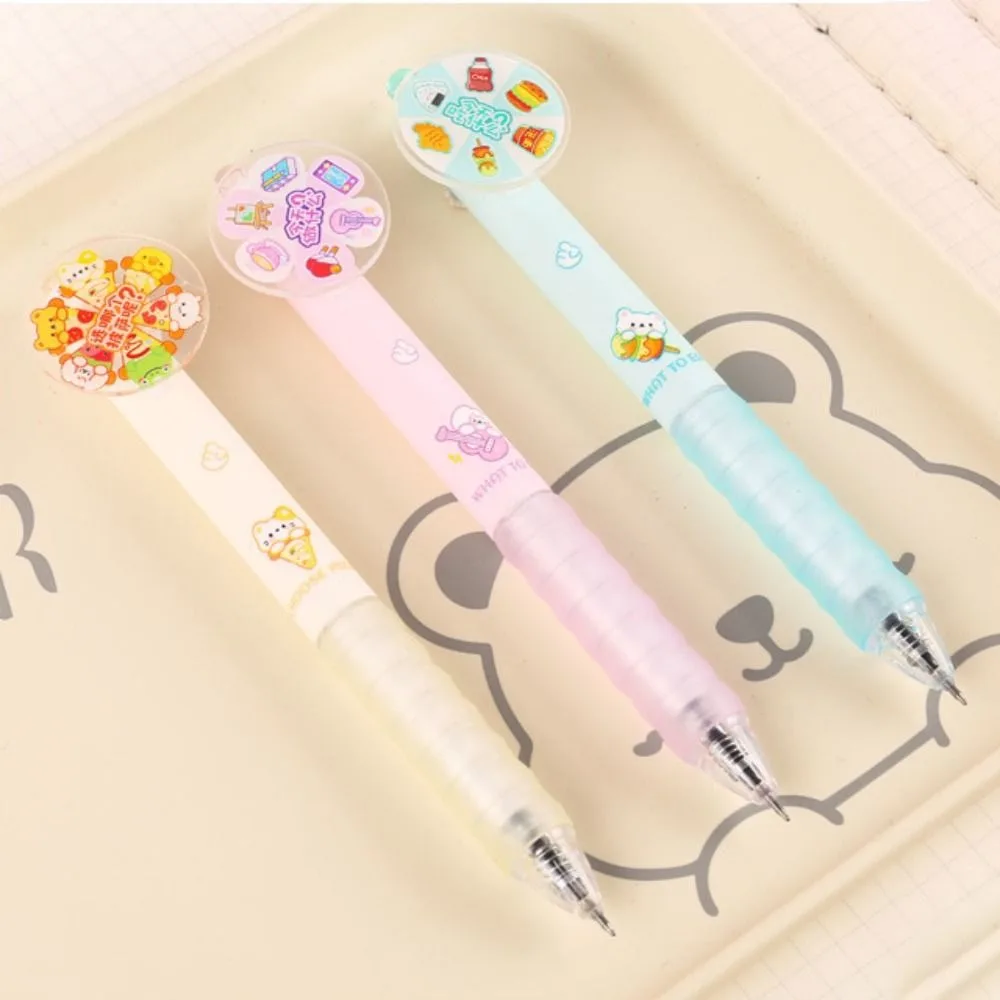 

Cute 0.5 Mm Press Pen Independent Packaging Cartoon Neutral Pen with Turntable Decompression Pen Stationery