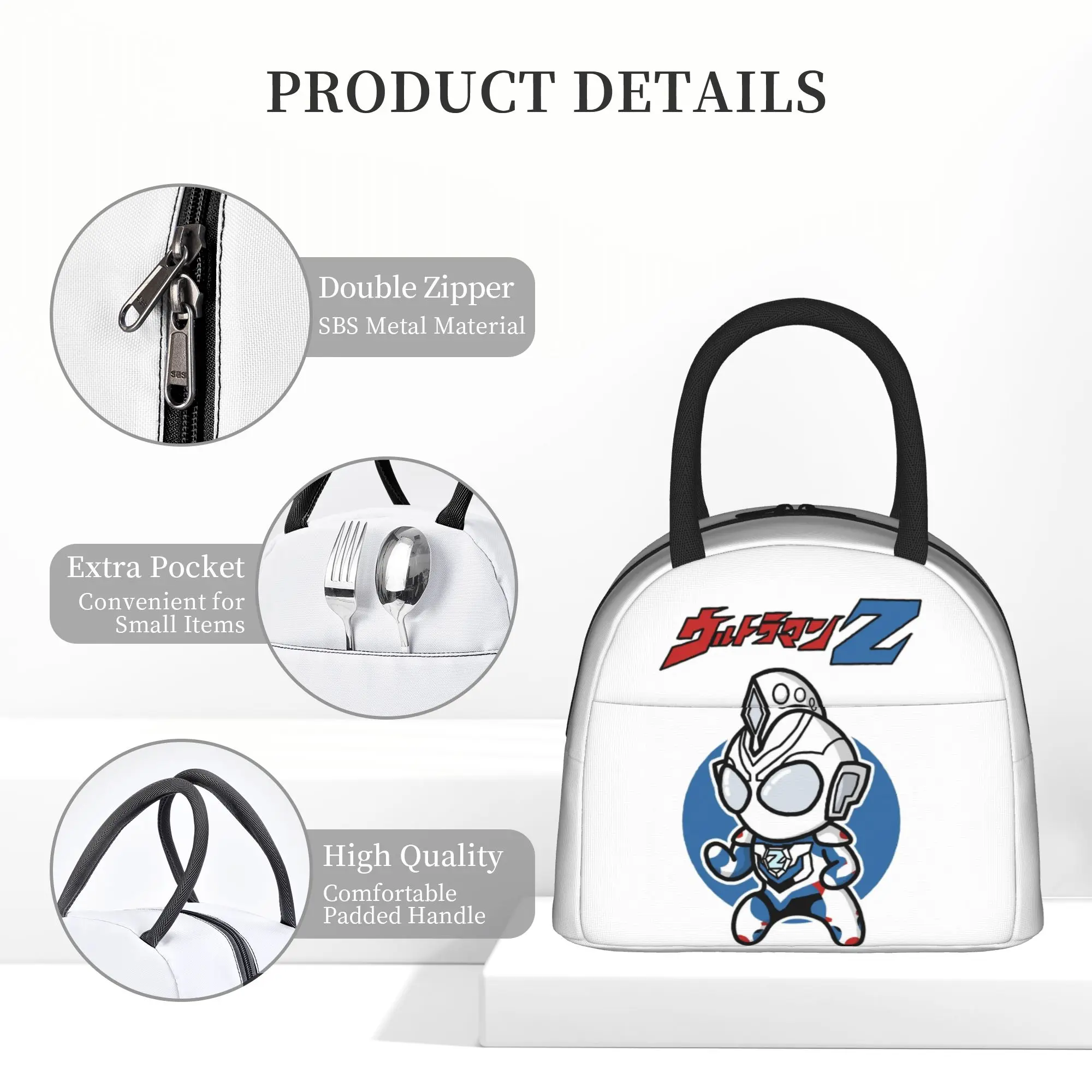 Ultramans Z Original Form Chibi Style Kawaii Insulated Lunch Bag Large Reusable Thermal Bag Lunch Box Tote Bento Pouch view 5