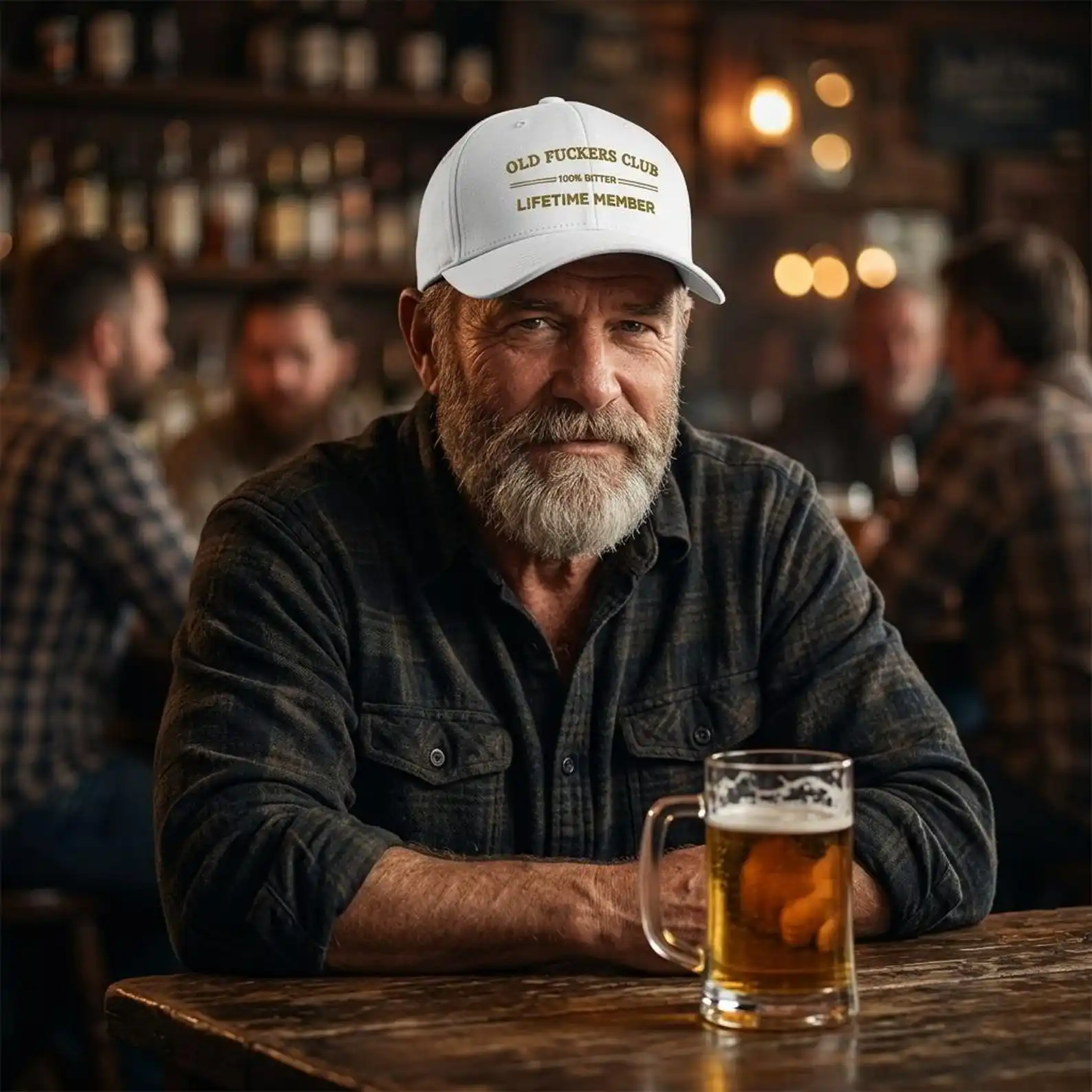 Old Fuckers Club Embroidered Distressed Baseball Cap, Bitter Lifetime Member Hat