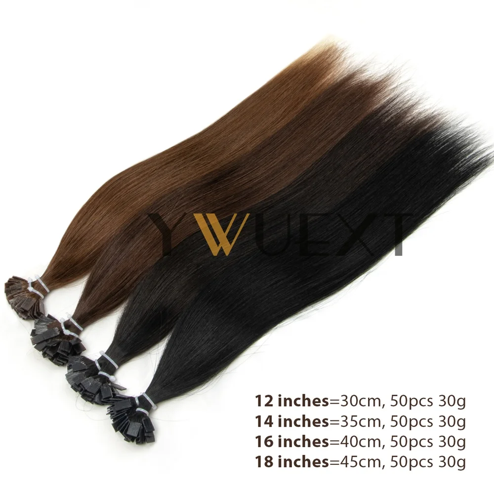 ストレートケラチンフラットチップ人毛エクステンションハニーブロンドフュージョン事前結合人毛 50 ピース/パックライト軽量薄い端
