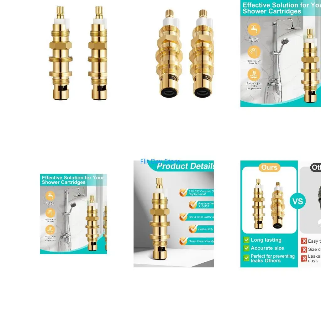 

F92C 2Pcs Metal Ceramic Disc Valves Cartridge Shower Valves Faucet Cartridge for 910-030 Shower and Bath Faucets Enduring