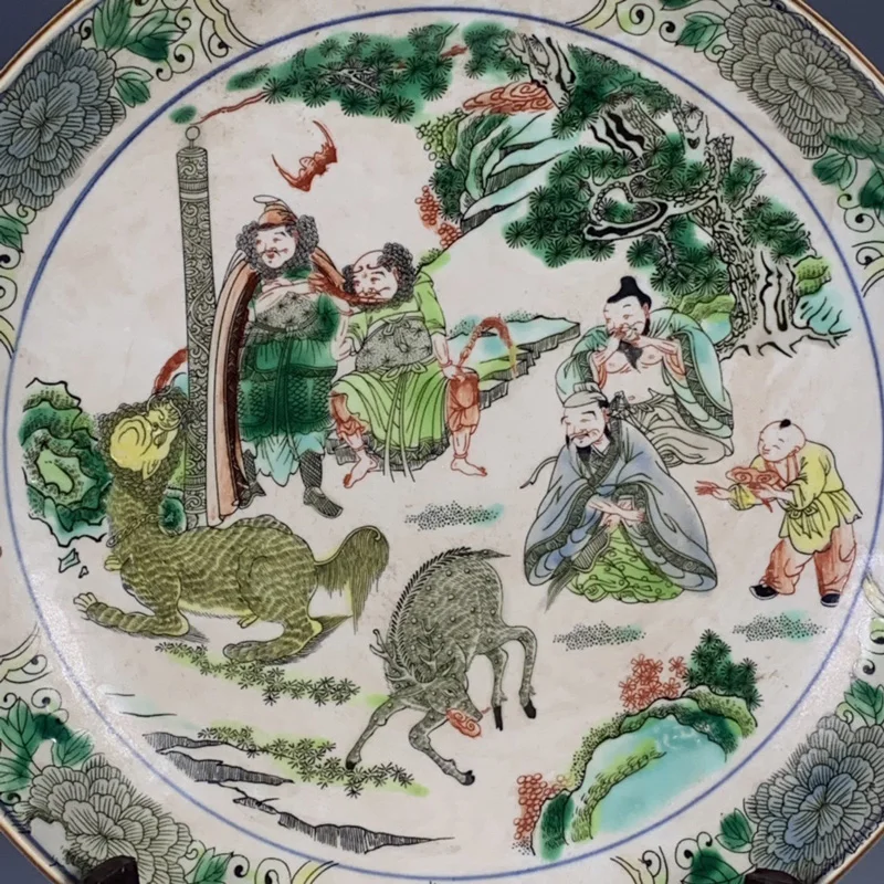 

Chinaese Porcelain Qing KangXi Doucai Colorful character stories Circular Shape Dish Plate