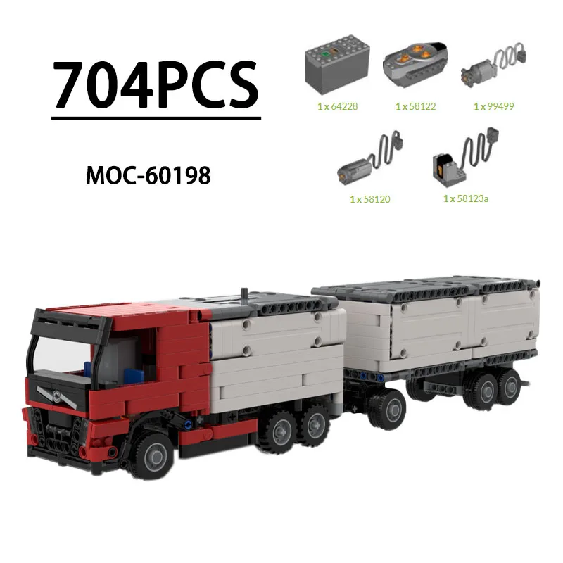 

MOC-60198 Building Block City Traffic Truck Assembly Model 704 Pieces Children Educational Birthday Christmas New Year Toy Gift