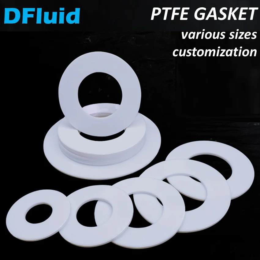 10 PCS PTFE Gasket BSPP Flange Sanitary Cylinder Flat Gasket Ring PTFE Washer 5 6 8 10 12 15 18 20 30 mm Pressure Gauge Sealing