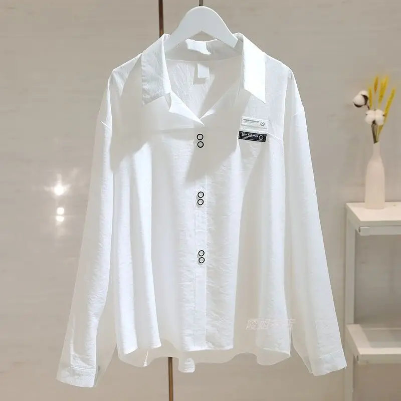 Fashion Patchwork Solid Color Blouse Spring Casual Long Sleeve All-match Women's Clothing Commute Polo-Neck Korean Button Shirt