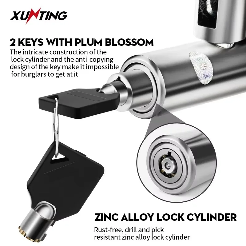 Xunting Bike Chain Lock Heacy Duty Stronger Security lock Anti-Theft Bicycle Lock for Road Mountain Bikes