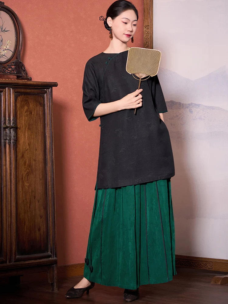 بلوزة جديدة مصنوعة يدويًا مستديرة Ne Small Ao Dai في سحابة Fraant الحرير الملابس الصينية التقليدية للنساء Faion صيف 2025