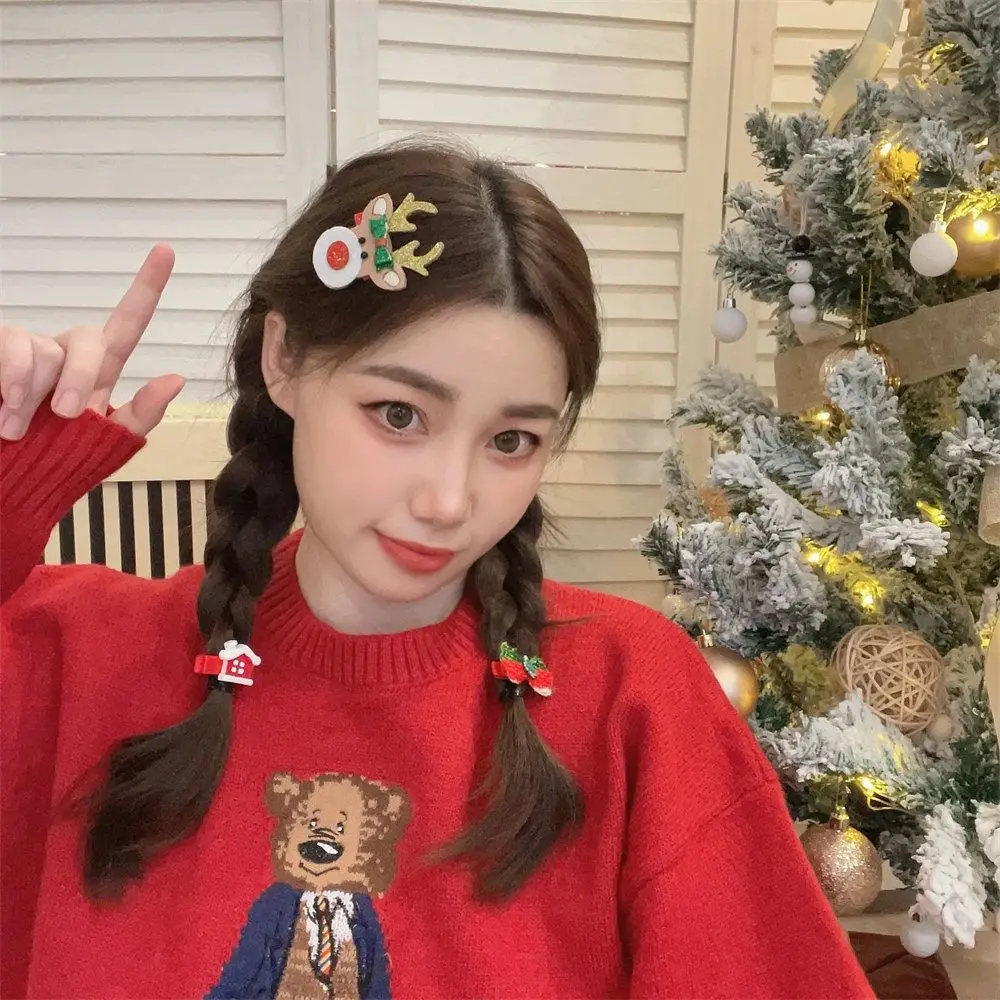 Merry Christmas Decor Christmas Hairpin Set Deer Horn Sequin Children Antler Hair Clip Kids Gifts Christmas Tree