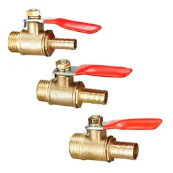 Brass 6/8/10/12mm Red Lever Handle Ball Valve Hose Barb 1/4
