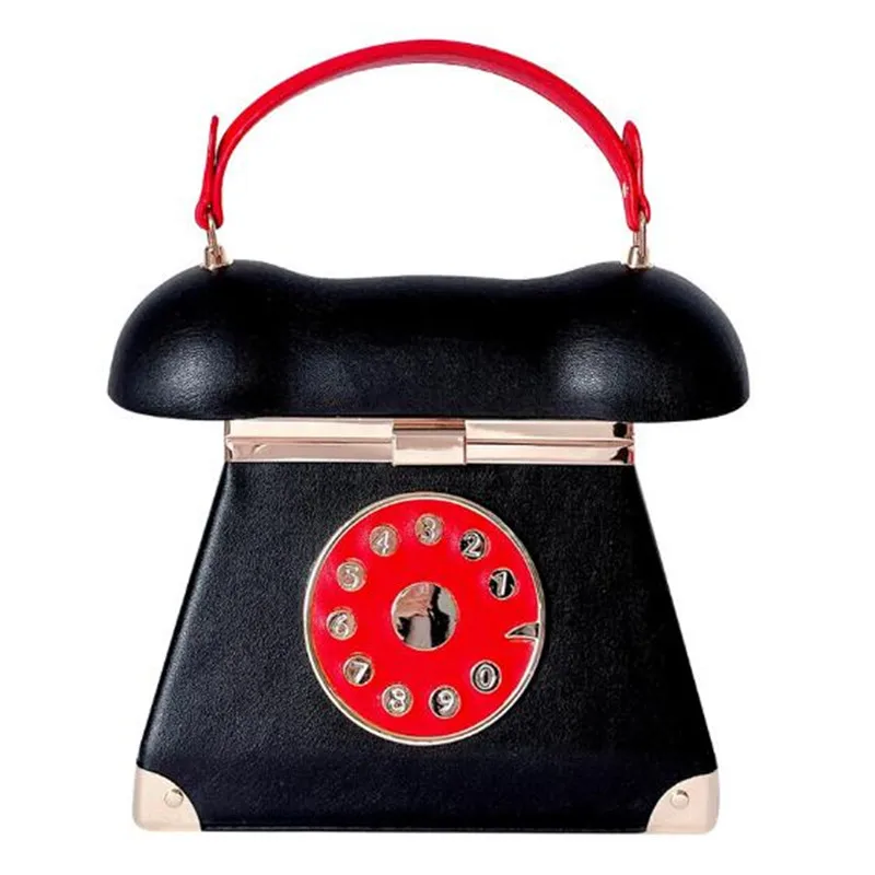 Vintage Telephone Shaped Women Purses and Handbags Designer Party Clutch Chic Shoulder Bag Female Leather Crossbody Bag Totes