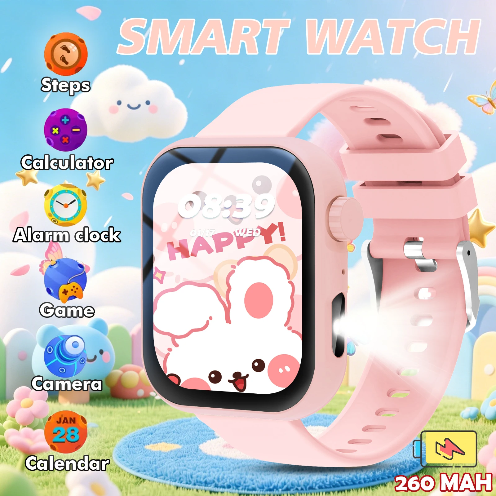 New Children's Smartwatch, Upgraded Gaming Smartwatch Suitable for Teenagers and Children, Supports Alarm Reminders, Step Counti