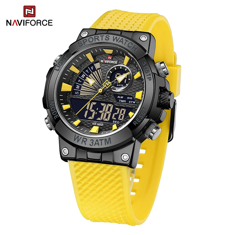 

NAVIFORCE Men Luxury Watch Digital Sport Chronograph Calendar Quartz Wristwatch Dual Time Luminous Waterproof Clock Reloj Hombre