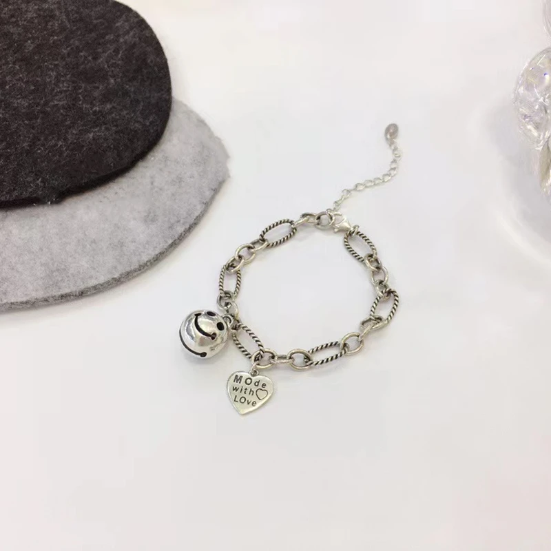 

Sterling Silver Pulseras Pulsera 925 Mujer New Smiling Face Ball Love Heart Charms Bracelet Jewelry For Women Femme Homme 2022