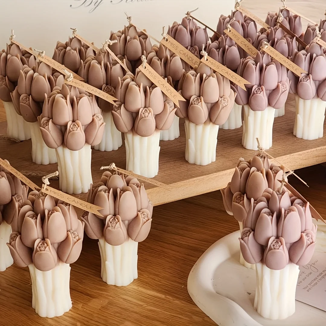 

3D букет тюльпанов, силиконовая форма для DIY, ароматические свечи, мыло ручной работы, свадебный подарок, форма в форме цветка, украшение на табличку