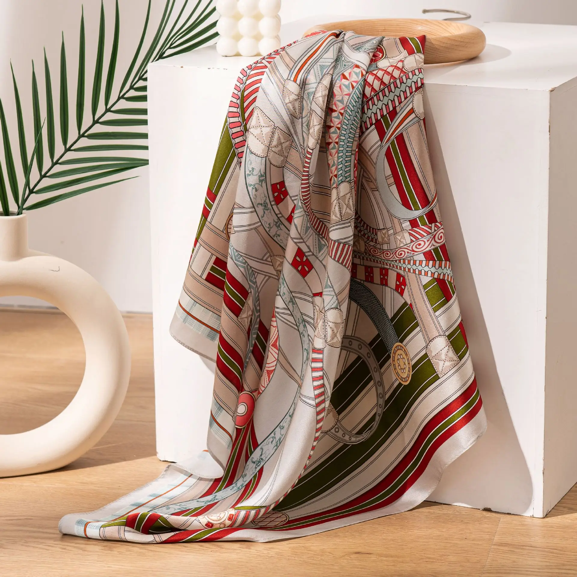 Echarpe-en-soie-pour-femme-motif-imprime-long-avec-chaine-d'ancre-polyvalente-protection-solaire-etole-d'epaule-printemps-ete