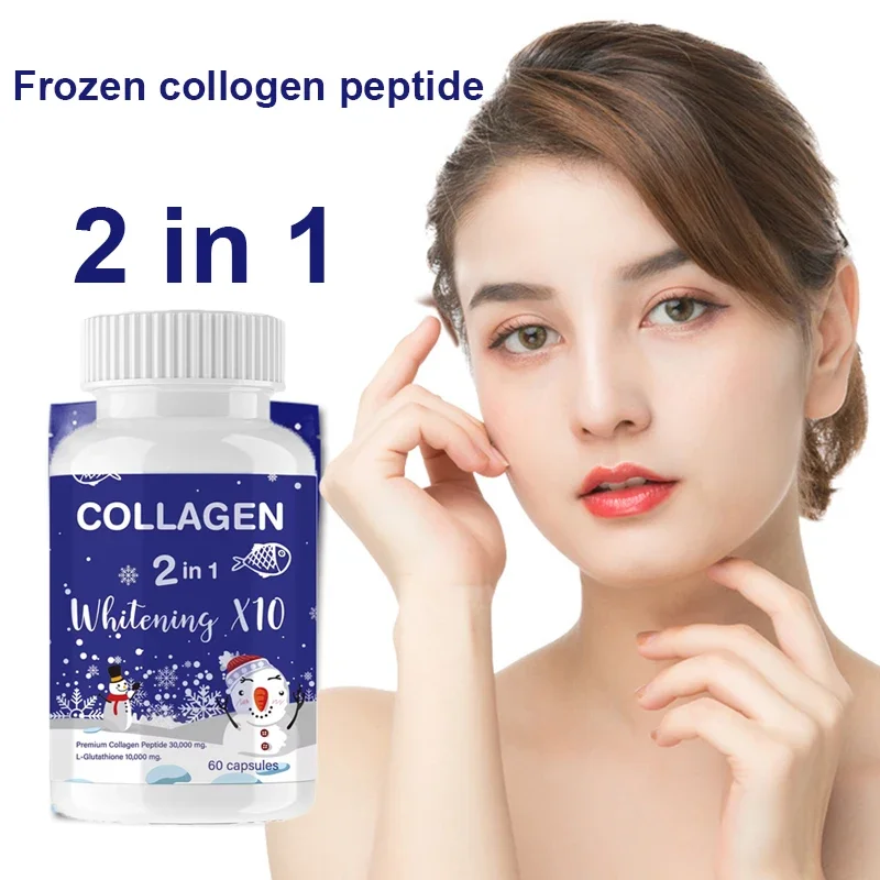 1 bottle 60 Frozen Collagen 2-in-1 Peptide Capsules s Skin Quality, Reduces Wrinkles and Fine LinesHelps Moisturize Skin