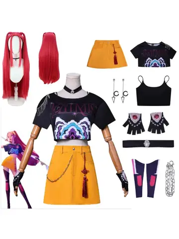 Anime KPop Demon Cos Hunter Superstar Mira Cosplay Costume Mira Wig Ring Full Set Girl Group Suit Women Halloween Party Roleplay