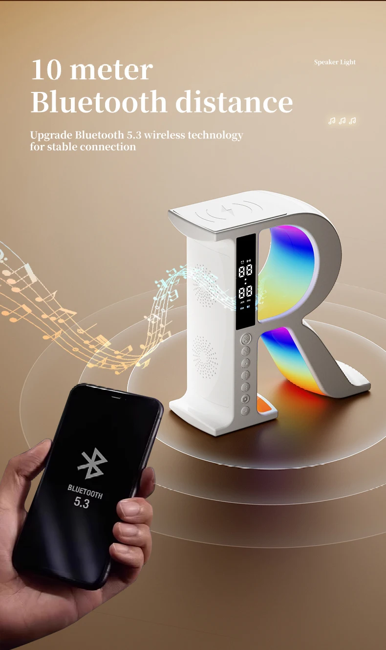 Multi-Function RGB Wireless Charger with Bluetooth Speaker & Night Light - Image 6