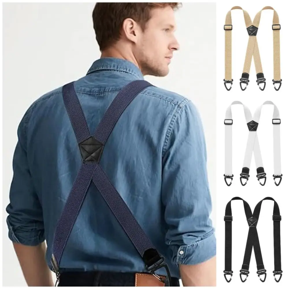 Heavy Duty Work Suspenders Y-Type X-Type 3.8cm Wide Adjustable Suspenders with 3/4 Rotatable Gripper Clasps Retro