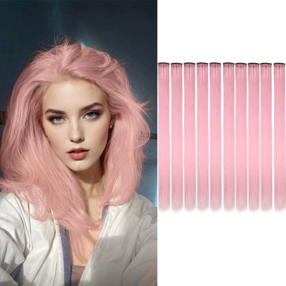 10PCS/Pack Colored Party Highlights Clip in Hair Extensions