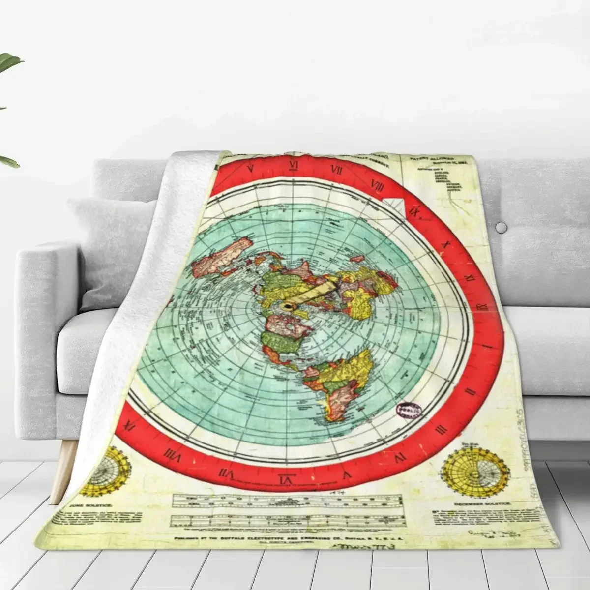 Soft Durable Blanket Camping Gleason 1892 Flat Earth Map Throw Blanket Nature Flannel Bedspread Bedroom Graphic Sofa Bed Cover