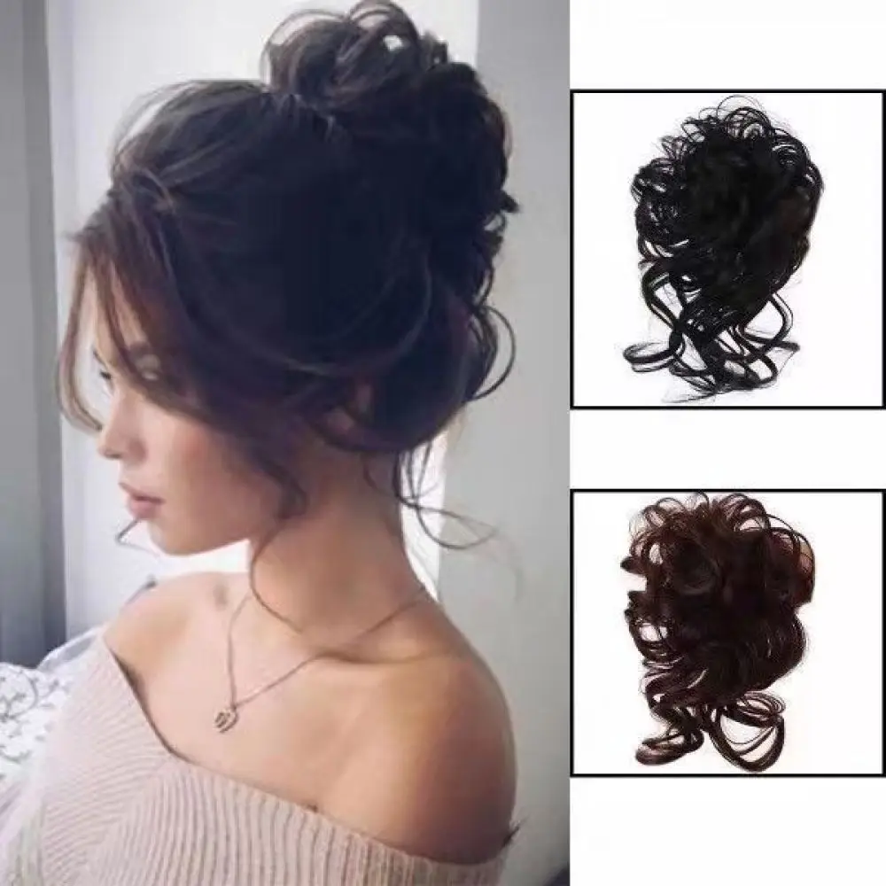 Synthetic Claw Clip Hair Bun Messy Updo Hairpiece Natural Looking Fluffy Donut Hair Scrunchie Chignon Extensions For Women
