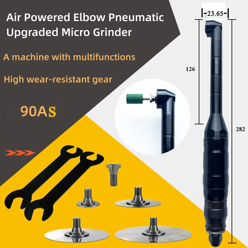 

Air Powered Micro Grinder 90 Degree Elbow Polishing Grinding Kit Wear-Resistant Upgraded Version Industrial Grade JA-90A