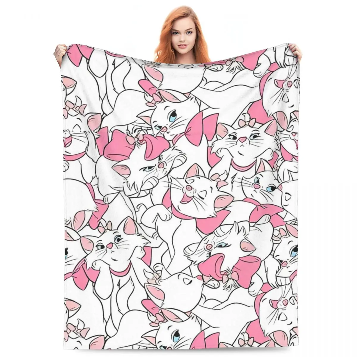 The Aristocats Marie Cat Kawaii Anime Blankets Travel Office Flannel Throw Blanket For Bedroom Warm Bedspread Birthday Gift